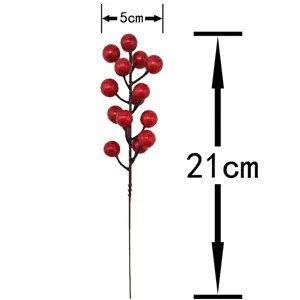 Artificial red berries branch 21cm tall for Christmas tree wedding DIY party decoration.