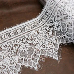Tissu de Bordure en Dentelle de Cils Blanc Noir Couture DIY Artisanat Ruban de Dentelle Décoratif Matériel pour Vêtements Décoration