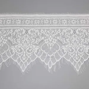 Tissu de bordure en dentelle de cils blanche, 25 cm de large, matériel de couture DIY pour vêtements