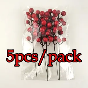 Artificial red berries pack for Christmas tree decoration, wedding DIY, and holiday party.