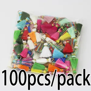 100pcs 2.5cm mini tassels with gold loop for DIY jewelry keychains phone charms bulk pack