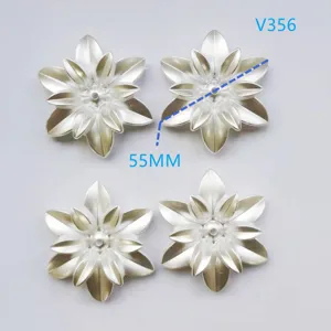 Ciondoli fiore camelia argentati, accessori abbigliamento fai da te 55mm, forniture artigianato.
