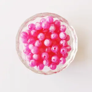 6mm Pink Marbled Acrylic Round Beads DIY Jewelry Beading Accessories Loose Beads Top View