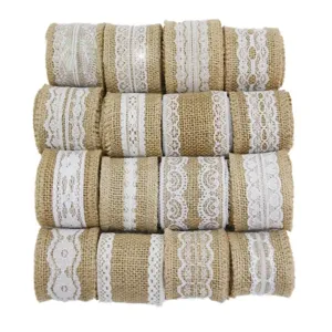 5cm burlap lace ribbon vintage jute trim fabric roll for DIY crafts wedding home decor