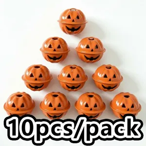 Set di 10 campanelli a zucca arancioni, 3cm, ideali per decorazioni e fai da te di Halloween.