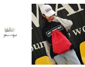 Lightweight solid color nylon drawstring backpack, perfect for sports, fitness, travel and daily use.