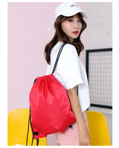 Red Oxford cloth drawstring backpack, perfect for sports, fitness, gym, and outdoor use.