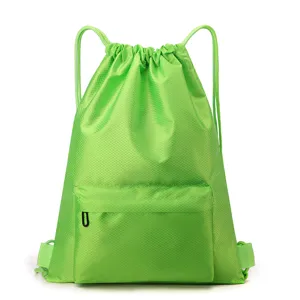 Leichter wasserdichter Kordelzug Rucksack Sport Fitness Wandern Reise Sporttasche gruen