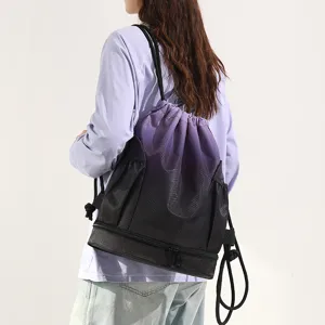 Wasserdichter Kordelzug Rucksack Nass und Trocken Trennung Schwimmtasche Farbverlauf Outdoor Reise Sport Fitnessstudio Tasche Für Unisex