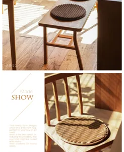 Round corduroy chair cushion soft memory foam seat pad for dining office wooden stool brown