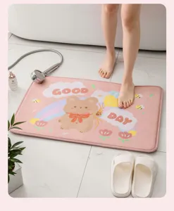 Cute cartoon bear bath mat, thick absorbent non-slip floor carpet for bathroom.
