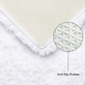 Tapis de bain blanc moelleux avec dos en caoutchouc antidérapant, tapis de sol absorbant salle de bain.