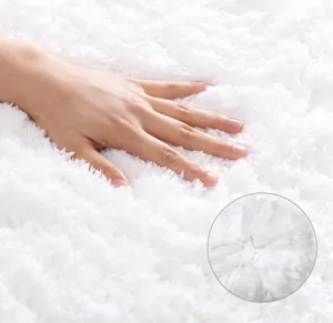 Tapis de bain blanc moelleux tapis de sol shaggy doux absorbant antidérapant pour chambre
