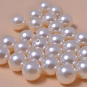 Perles d'Imitation ABS Perles en Résine Plastique Percées Rondes pour la Fabrication de Bijoux Artisanaux DIY Accessoires d'Artisanat