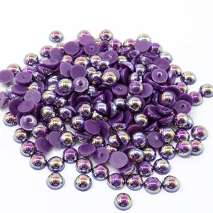 Perles demi-rondes en ABS colorées 4mm violet couleur AB perles de bricolage pour bijoux