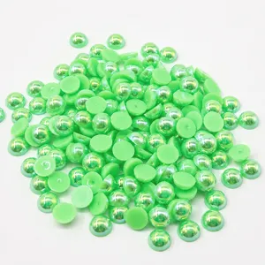 Perles d'imitation demi-rondes couleur AB cabochons dos plat vert accessoires de bricolage
