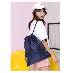 Unisex Kordelzug Rucksack Sport Gym Bag leichte Nylon Tasche fuer Fitness Training