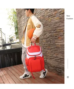 Outdoor Sport Basketball Rucksack Szenen Detail, großes Kapazität rot-weiße Design für Training.
