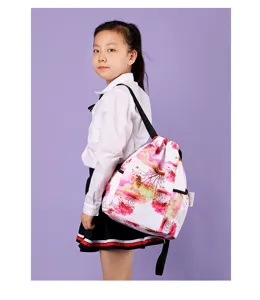Sac à dos léger pour enfants imperméable en tissu oxford motif floral rose école voyage