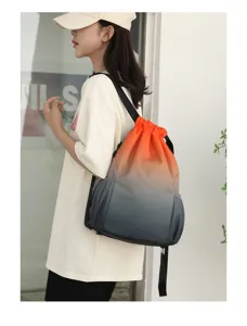 Gradient waterproof drawstring backpack nylon gym sports travel bag for men and women