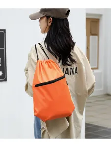 Oxford Tuch Kordelzug Rucksack, orange Sporttasche fur Fitness und Outdoor Aktionen.