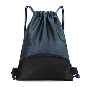 Waterproof drawstring backpack sports gym sack durable Oxford cloth casual daypack for men.