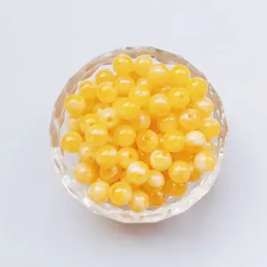 Yellow acrylic round beads loose beads for DIY jewelry making and accessories design.