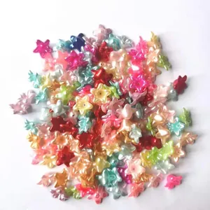 Colorful ABS imitation pearl flower beads for DIY hair accessories and phone case crafting.