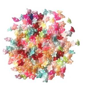 Colorful ABS imitation pearl trumpet flower beads for DIY hair clips and phone case accessories.