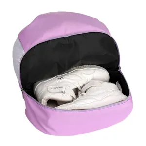 Sac a dos de fitness imperméable violet avec un compartiment chaussures pour le sport et voyage.