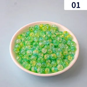 Acrylic crackle beads dual color cracked round beads for diy jewelry making bracelets earrings