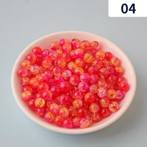 Crackle acrylic crystal beads detail view, pink and orange dual color diy jewelry making