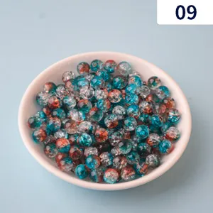 Acrylic crackle glass beads two-color loose beads for DIY jewelry making bracelet necklace