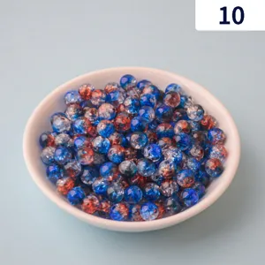 Acrylic crackle beads, blue and red two-color cracked design for DIY jewelry making detail.