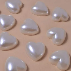 Perles Artificielles en Forme de Cœur à Dos Plat Ornement d'Artisanat pour Nail Art DIY Coque de Téléphone Accessoires de Bijouterie