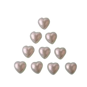 Cabochons demi-coeur en perle ABS rose, parfaits pour le nail art, accessoires de bricolage.