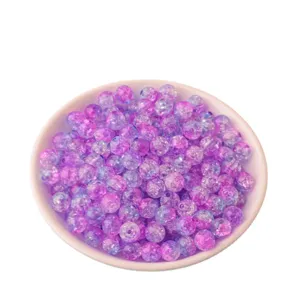 Acrylic cracked ice crystal two-color beads for DIY handmade bracelets and necklaces.