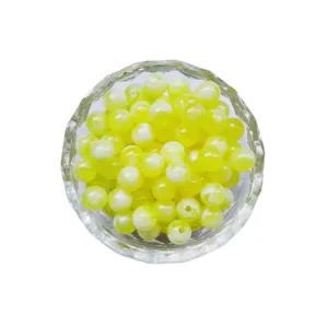 Yellow acrylic imitation jade round beads 6mm DIY jewelry making loose beads accessories