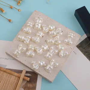 Charm orsetto di perla fai da te retro piatto imitazione perla cabochon orso per custodia e molletta