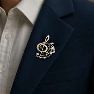 Creative Musical Note Brooch Stainless Steel Treble Clef Music Symbol Pin Elegant Unisex Jewelry Gift For Suit Collar