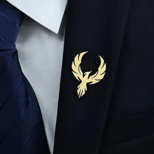 Broche Retro de Acero Inoxidable Fénix Alas de Ángel Pin de Solapa para Hombre Insignia Oro Plata Joyería Animal Regalo