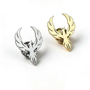 Elegantes broches de fénix vintage para trajes de hombre en acabados oro y plata