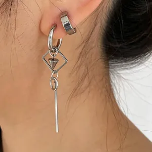 Punk Gothic Roestvrij Staal Geometrische Kegel Kwastje Oorbellen Voor Dames Heren Unisex Vierkant Rond Creolen Sieraden