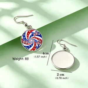 Independence Day Glasohrringe mit Sternen und Streifen Muster und 4cm Längenmessungen