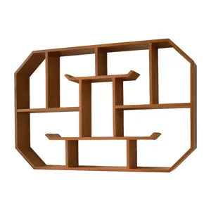 Étagère murale créative en bois de style oriental avec plusieurs compartiments et auvent décor