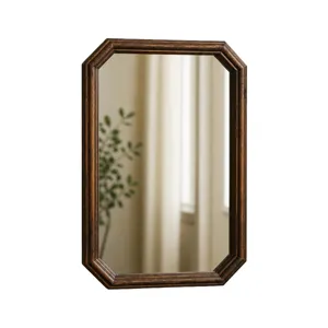 Specchio ottagonale vintage in legno massello con vetro ad alta definizione per decori