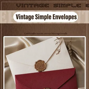 Vintage linen texture paper envelopes with retro wax seal for greeting cards and love letters.