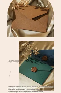Détail d'enveloppe texturée en toile de jute, papeterie rétro avec sceau en cire pour lettres.