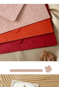 Retro tree grain envelope stationery set detail view showing textured paper and elegant design.