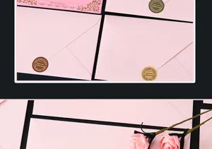 Pink envelope and stationery set with sealing stickers for romantic love letters and writing.
